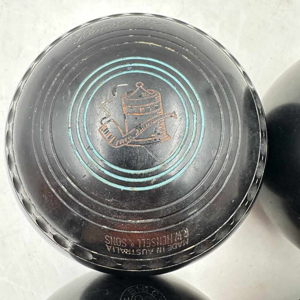 Henselite Super-Grip Lawn Bowls - Size 5 - Bias 273-EF - Set of 4 - BIBC Approved - Vintage - Used
