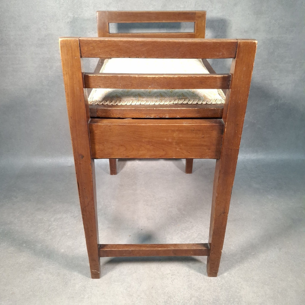 Piano Vanity Table Stool Wooden with Storage Upholstered Seat Mid Century