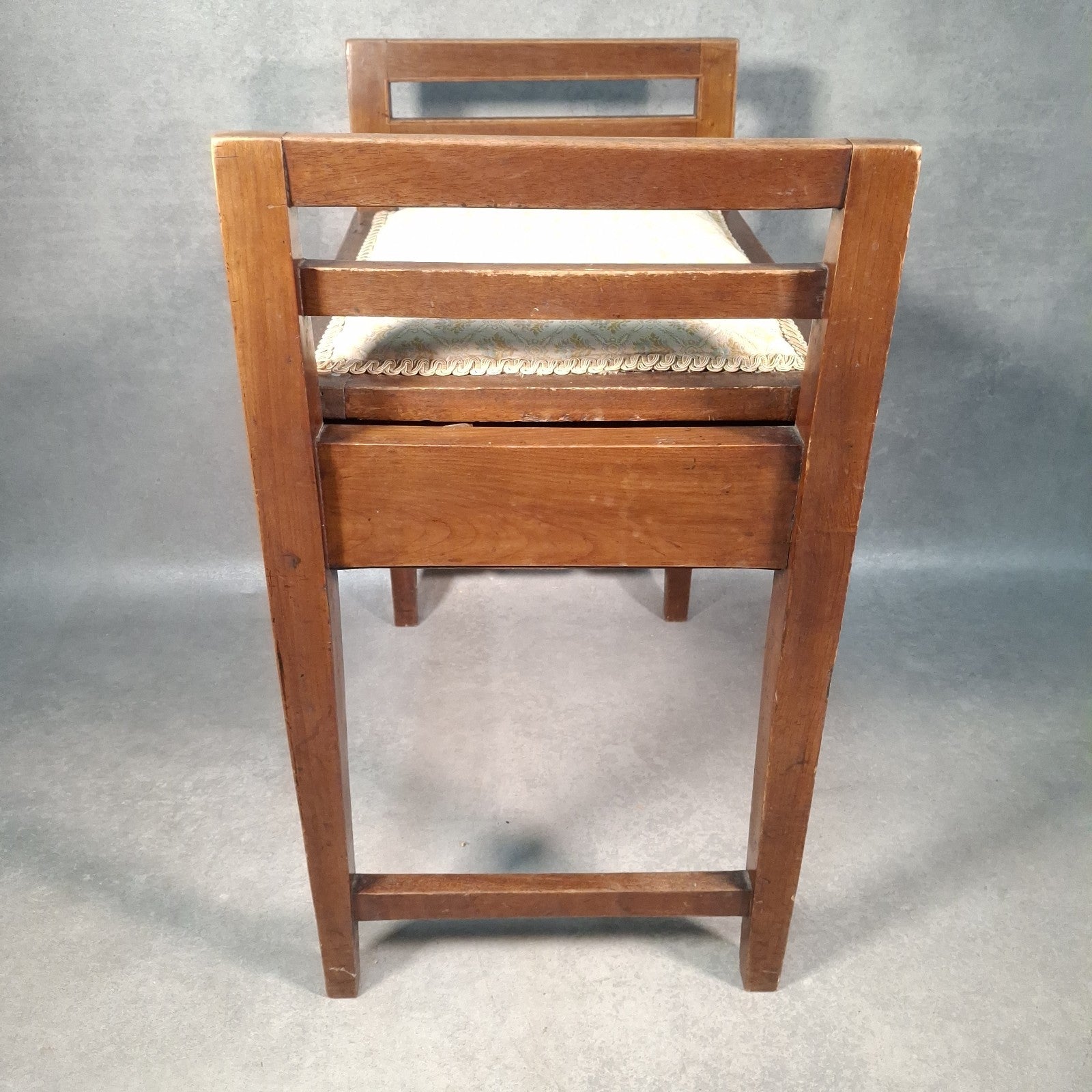 Piano Vanity Table Stool Wooden with Storage Upholstered Seat Mid Century