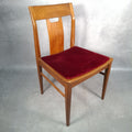 Vintage 1970s Mid-Century Dining Chair | Cherry Red Velvet Seat | Scandi Style | Used
