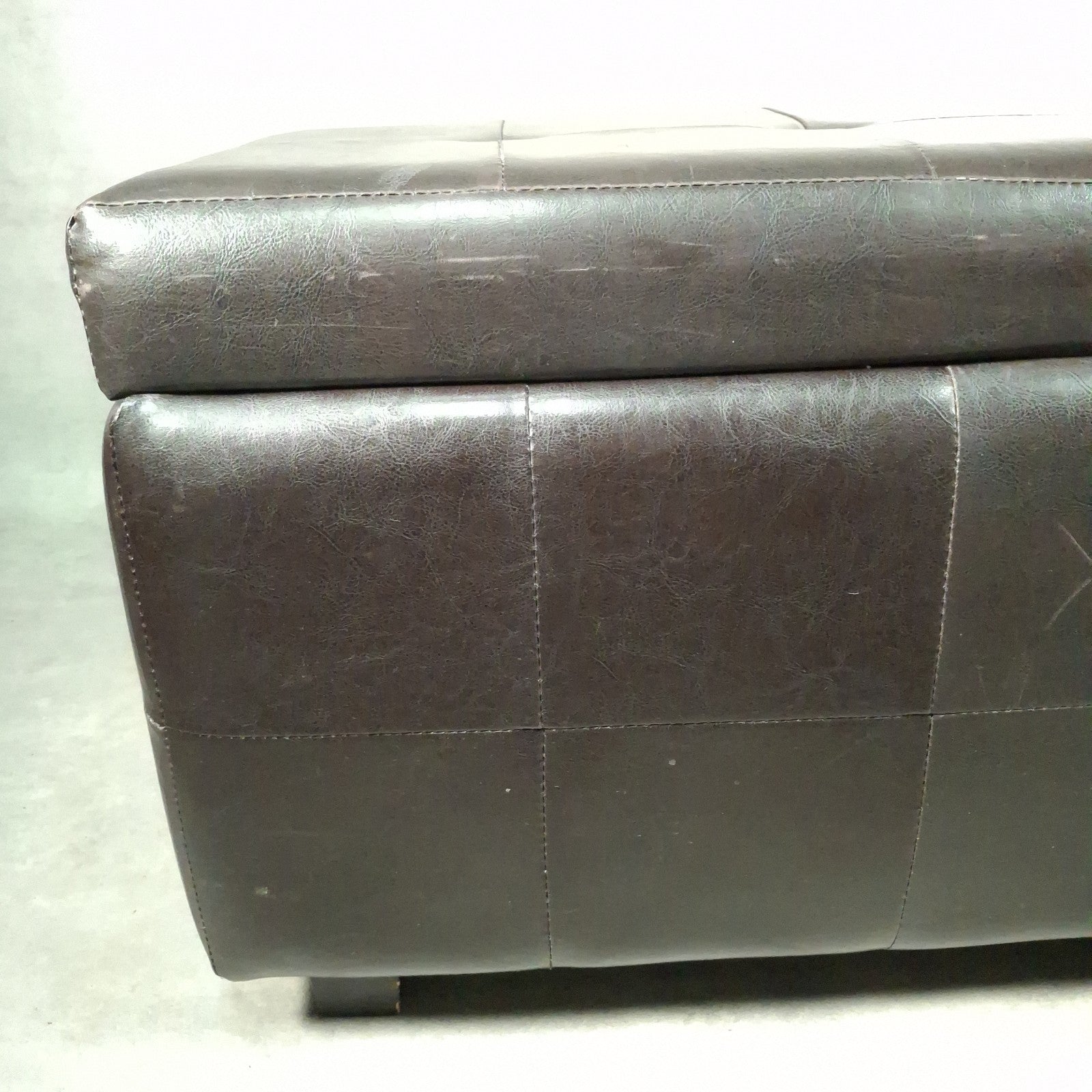 Brown Faux Leather Storage Ottoman Bench Seat Footstool Blanket Box Pouffe