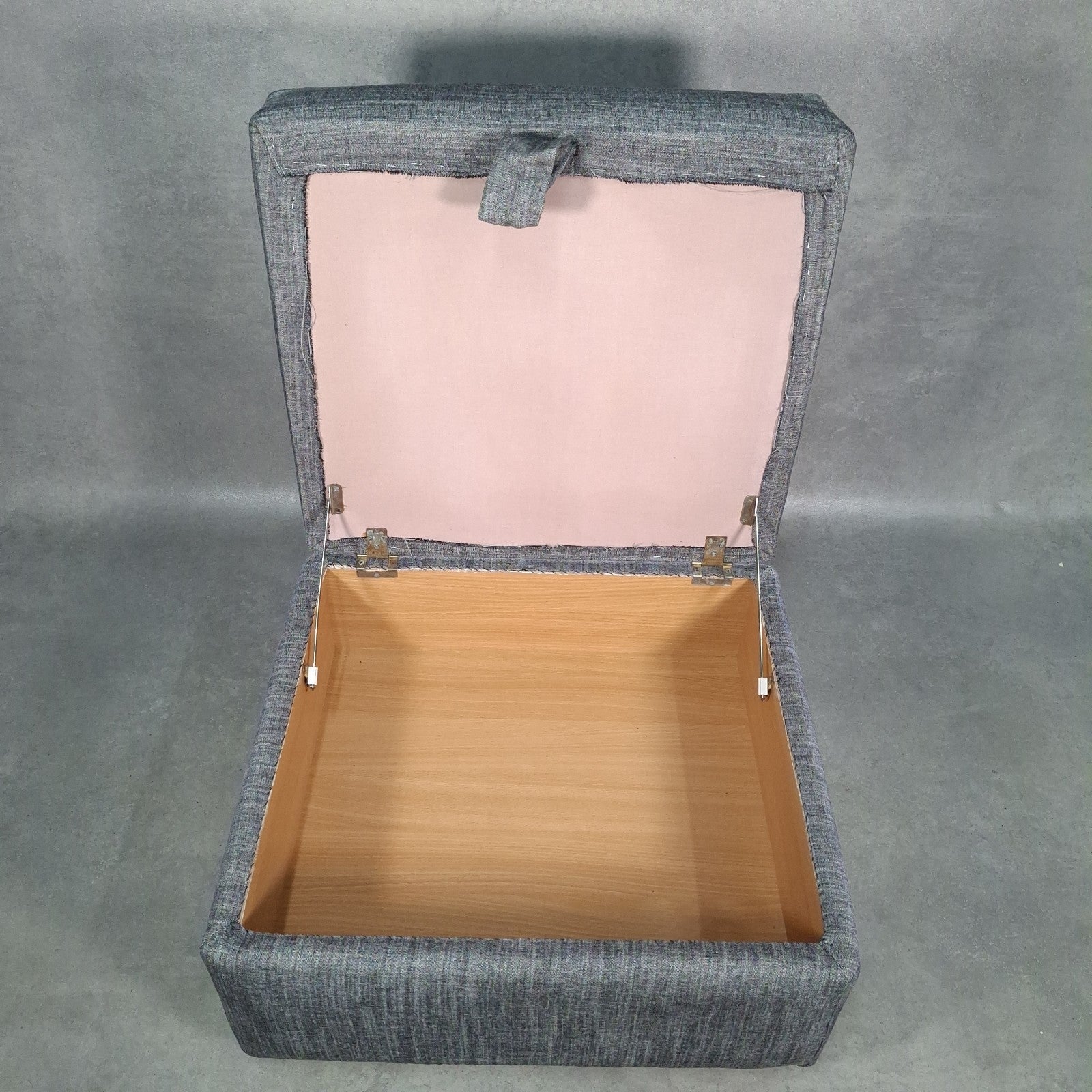 Grey Fabric Lift-Top Storage Ottoman on Castors | Reupholstered | Used