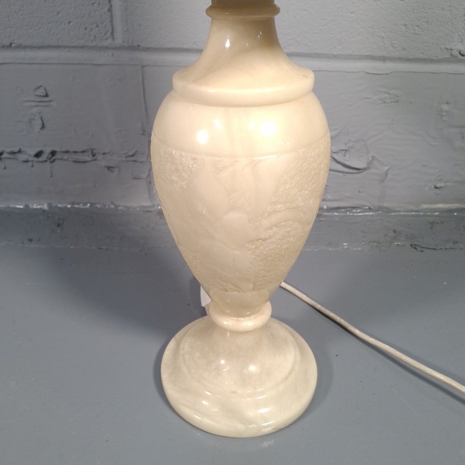 Vintage Alabaster Table Lamp with Matching Alabaster Shade | Mid-Century | Tested & Working | Used