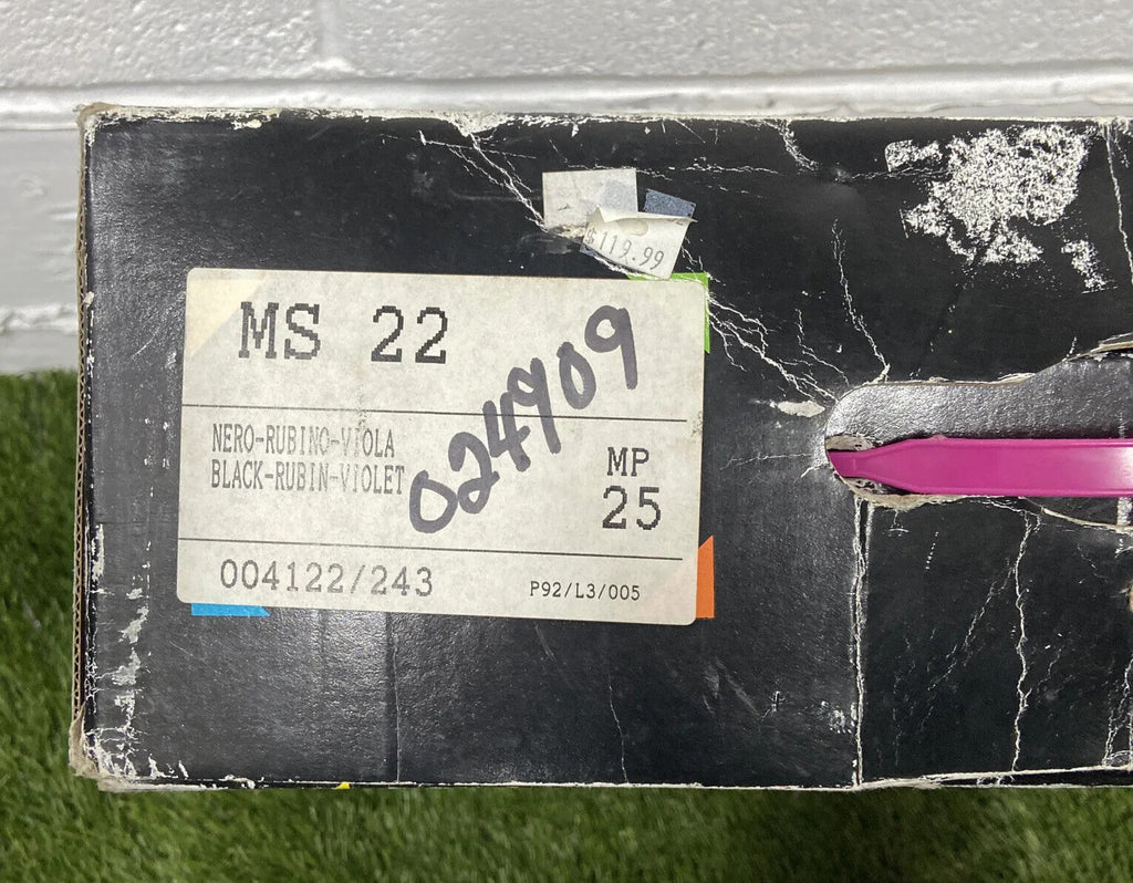 Munari Tech Color MS 22 Vintage 1990s Ski Boots - Black, Rubin & Violet - MP 25 / UK 6.5 - Made in Italy - Boxed