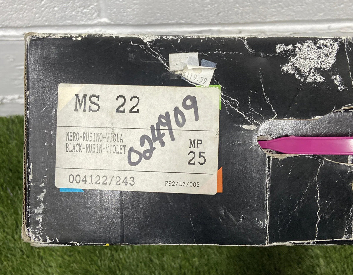 Munari Tech Color MS 22 Vintage 1990s Ski Boots - Black, Rubin & Violet - MP 25 / UK 6.5 - Made in Italy - Boxed