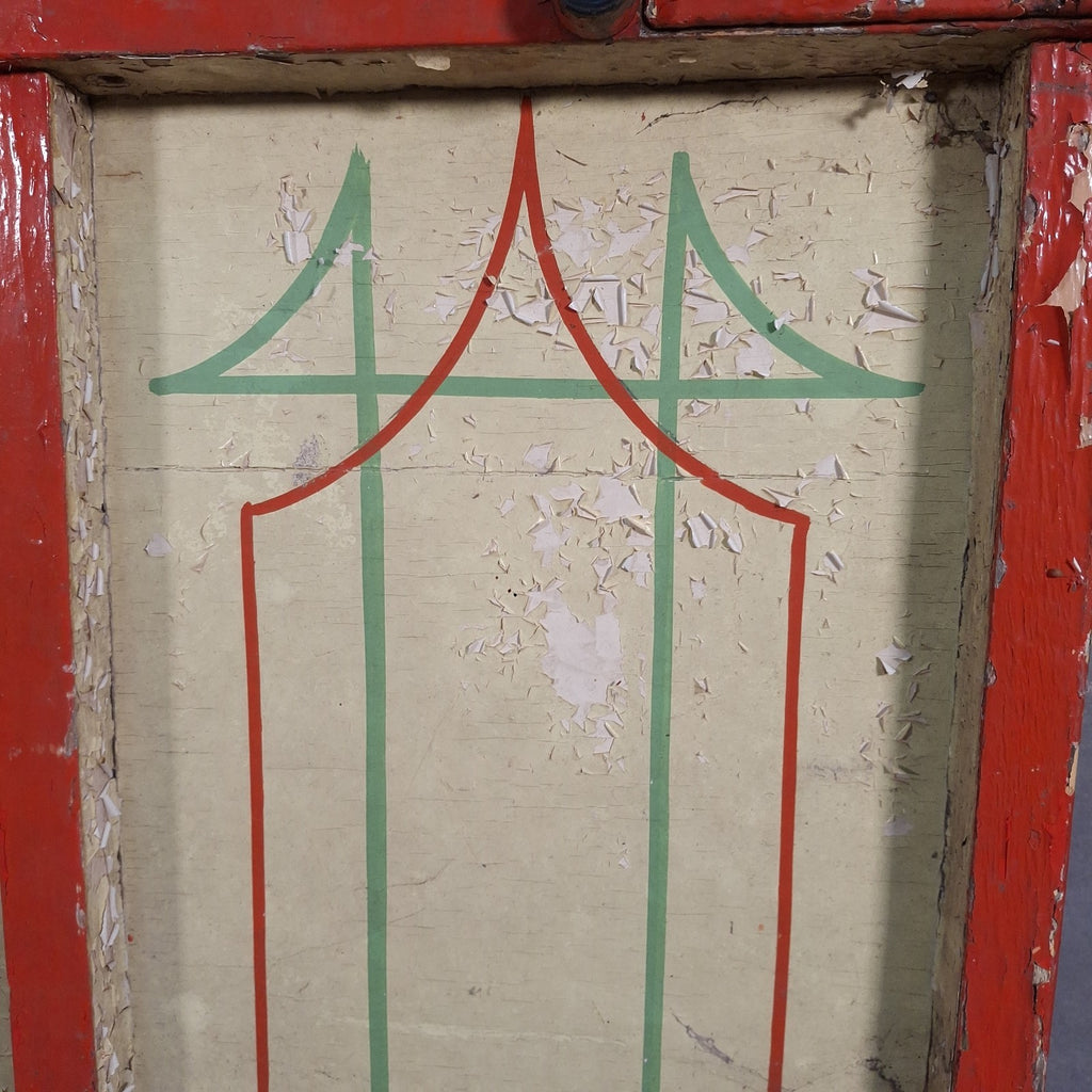 Antique Victorian Fairground Ride Panel | Hand-Painted Curved Timber | c.1890-1915 | Used
