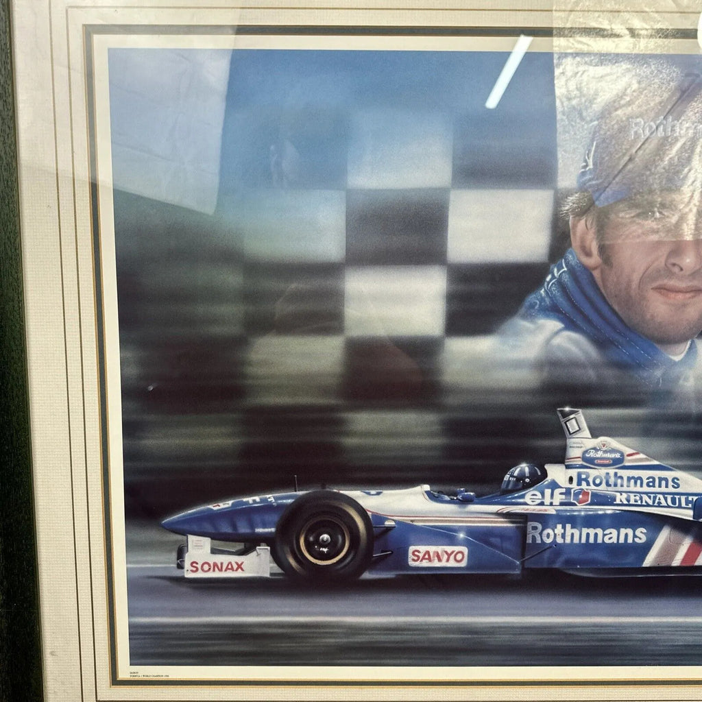 Formula 1 Print Damon Hill 1996 World Champion by Artist Stuart Coffield Framed