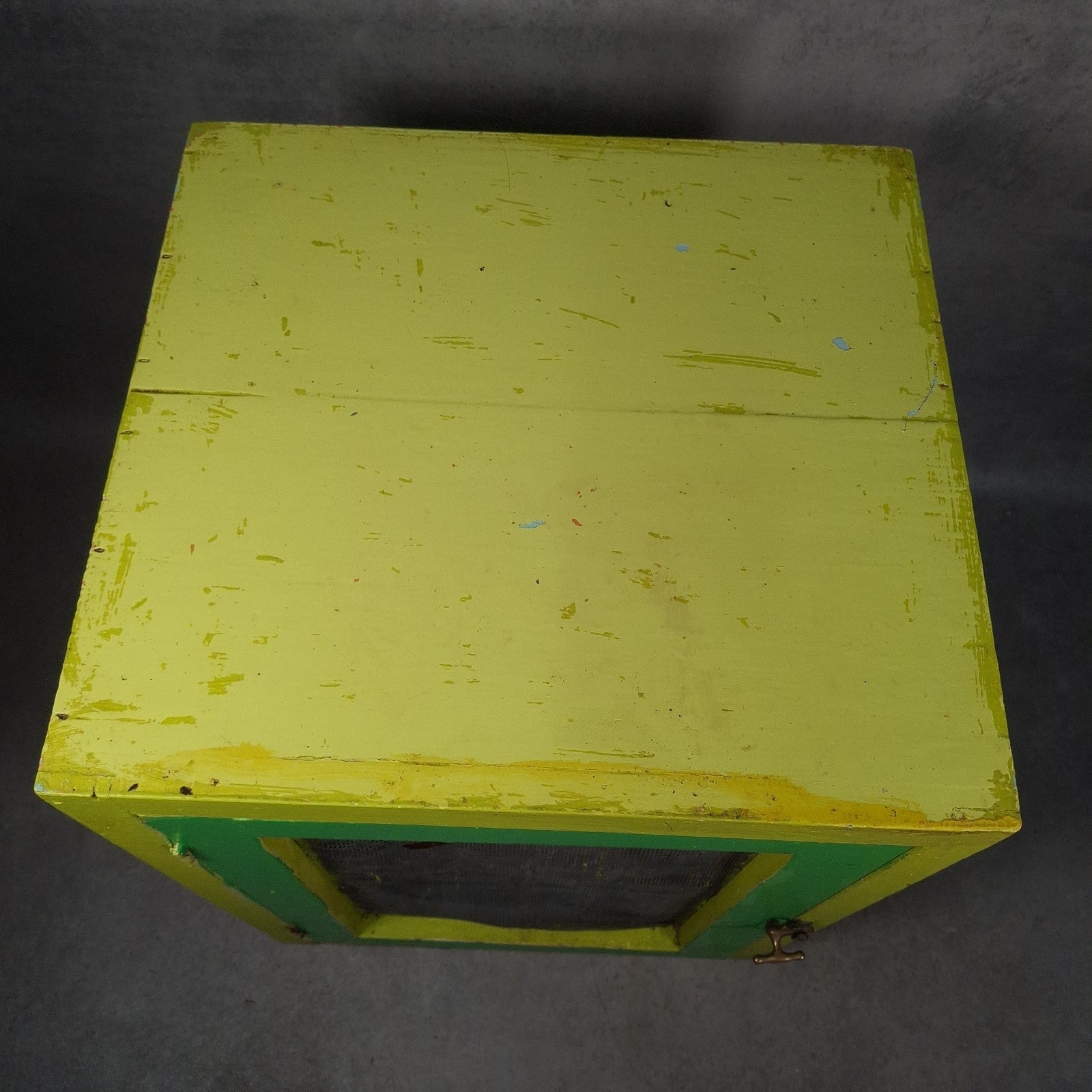 Vintage English Meat Safe Cabinet | Painted Green | Wire Mesh | Farmhouse Kitchen Decor