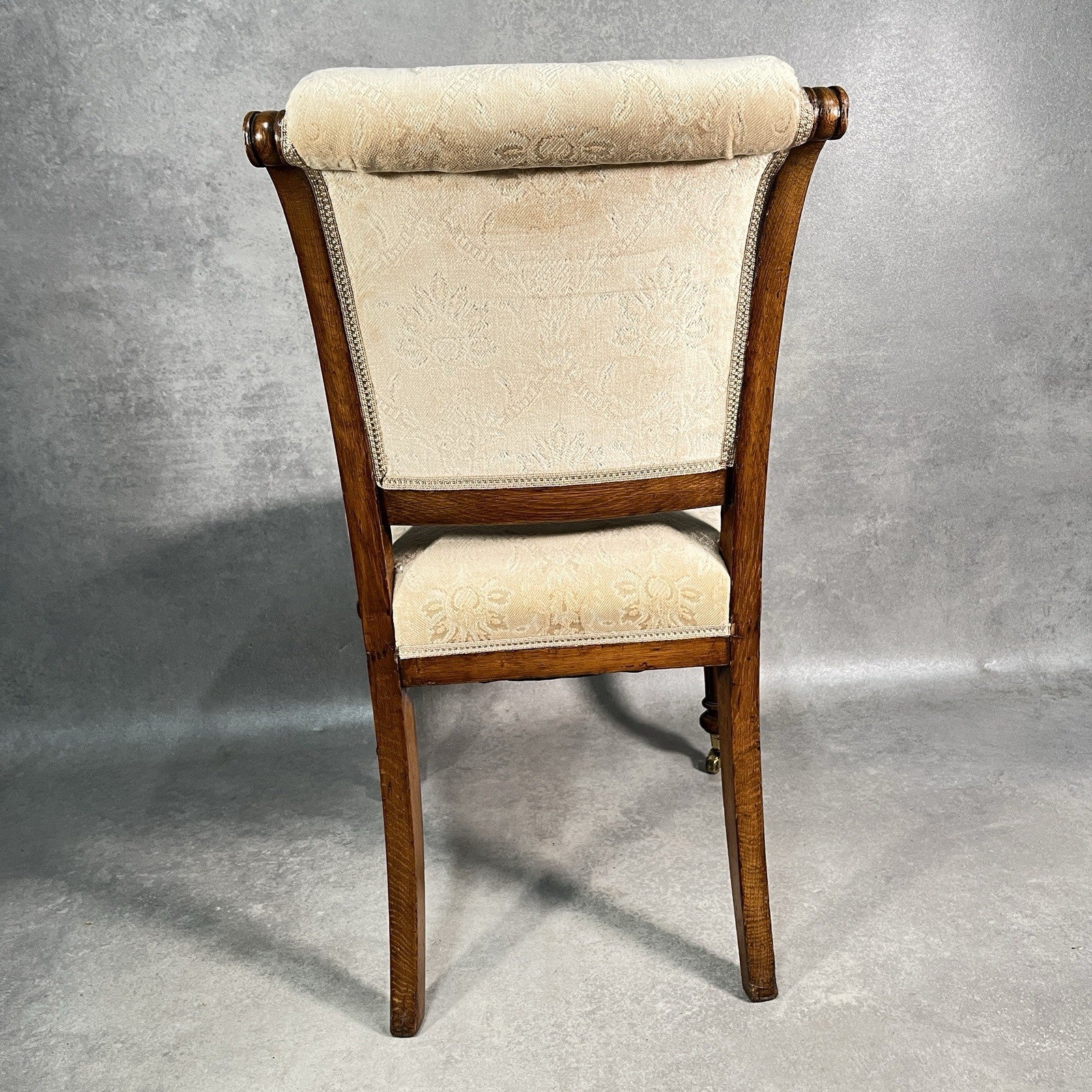 Victorian Scroll Back Mahogany Dining Chair | c.1880 | Brass Castors | Antique | Used