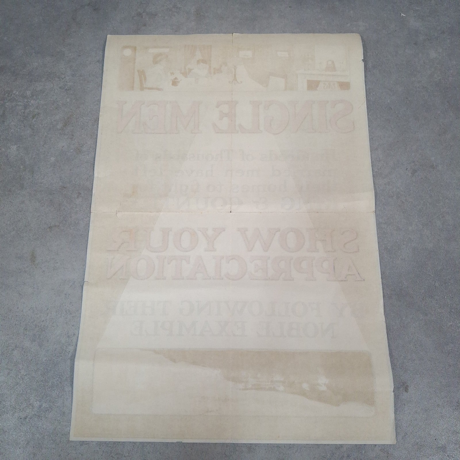Very Rare Original 1915 WW1 British Propaganda Recruitment Poster Single Men