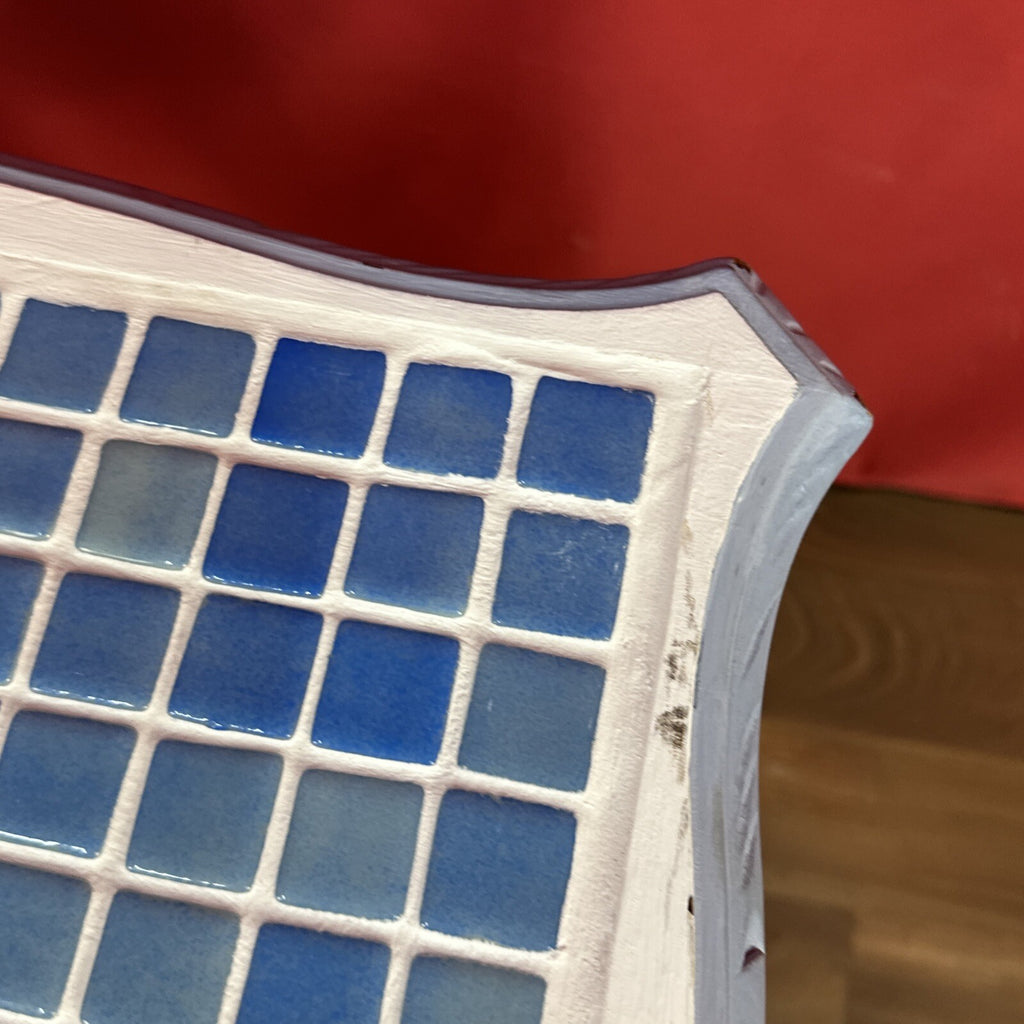 Tiled Top Mosaic Side Table Baby Blue Home Made Custom Table