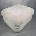 Footstool Pouffe Ottoman Geometric Pattern Fabric 80s 90s Upholstered VTG Beige