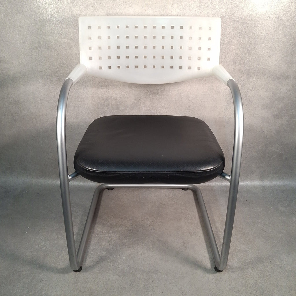 Vitra Visavis Visasoft Chair by Antonio Citterio Black Leather Modernist Design