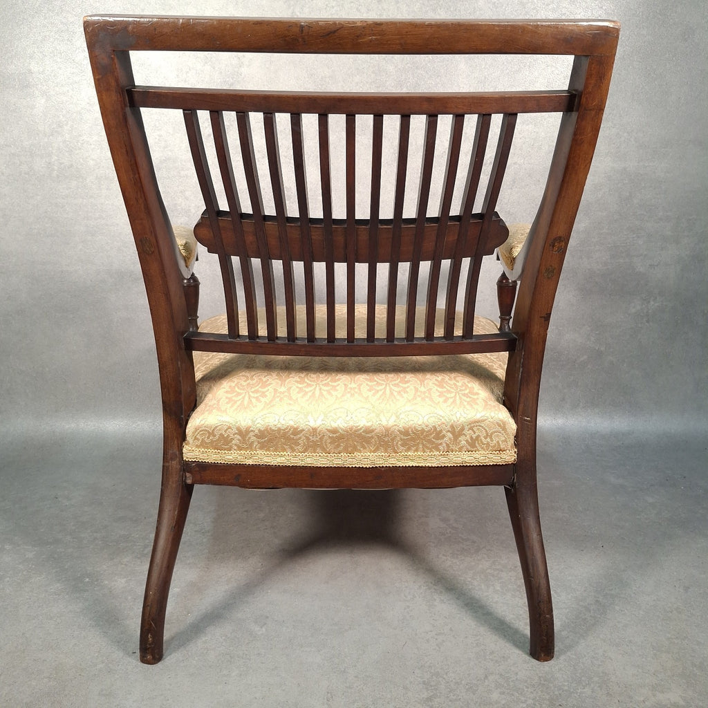 Edwardian Mahogany Elbow Armchair | Inlaid Back | Cut-Down Legs | Restoration Project | Used