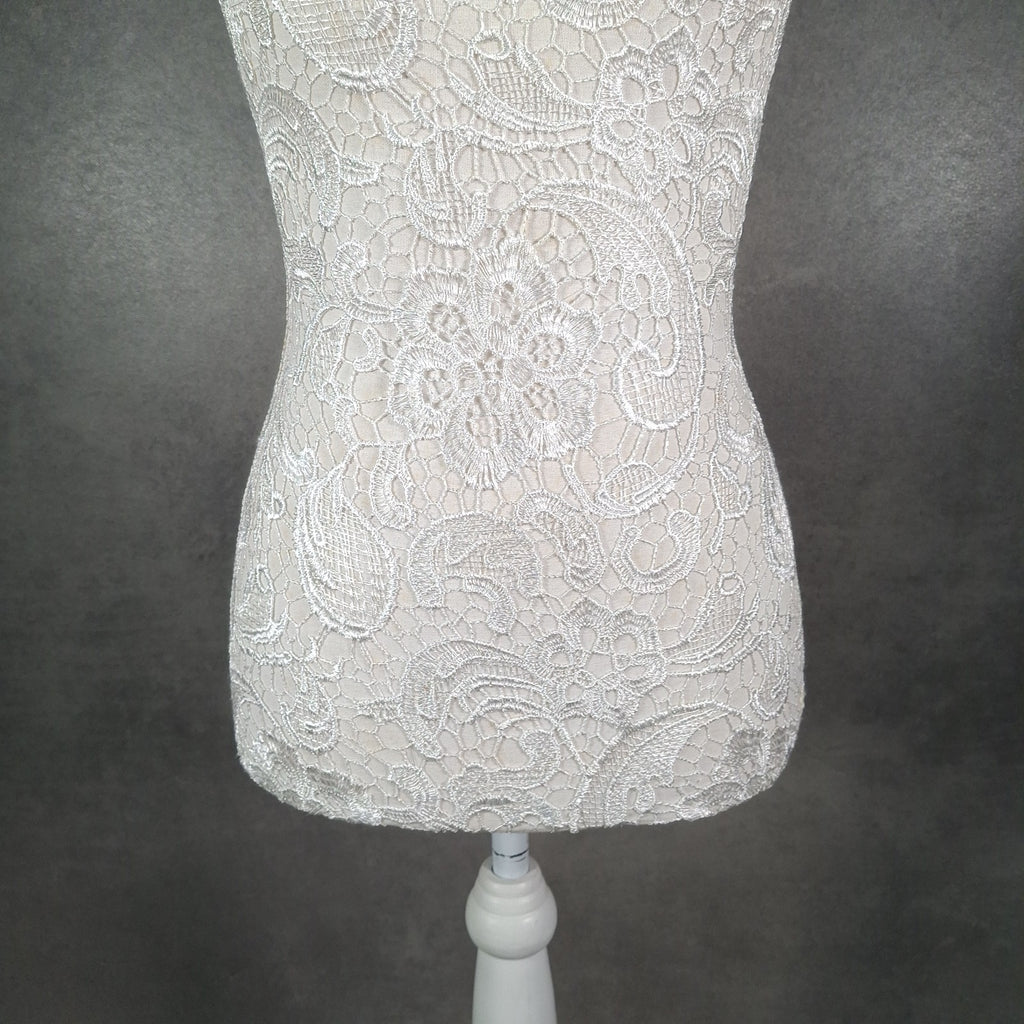 Dressmakers Mannequin Display Lace Covered Female Stand White Shabby Chic