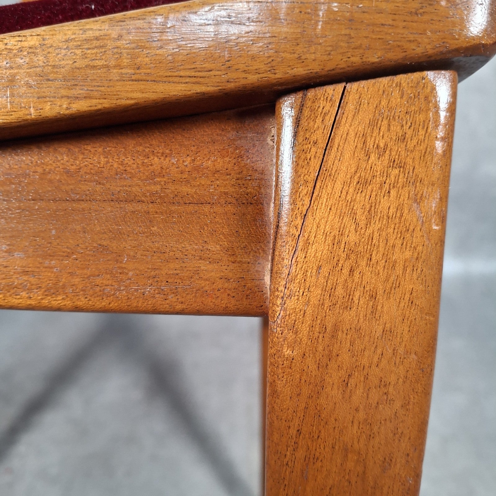 Vintage 1970s Mid-Century Dining Chair | Cherry Red Velvet Seat | Scandi Style | Used