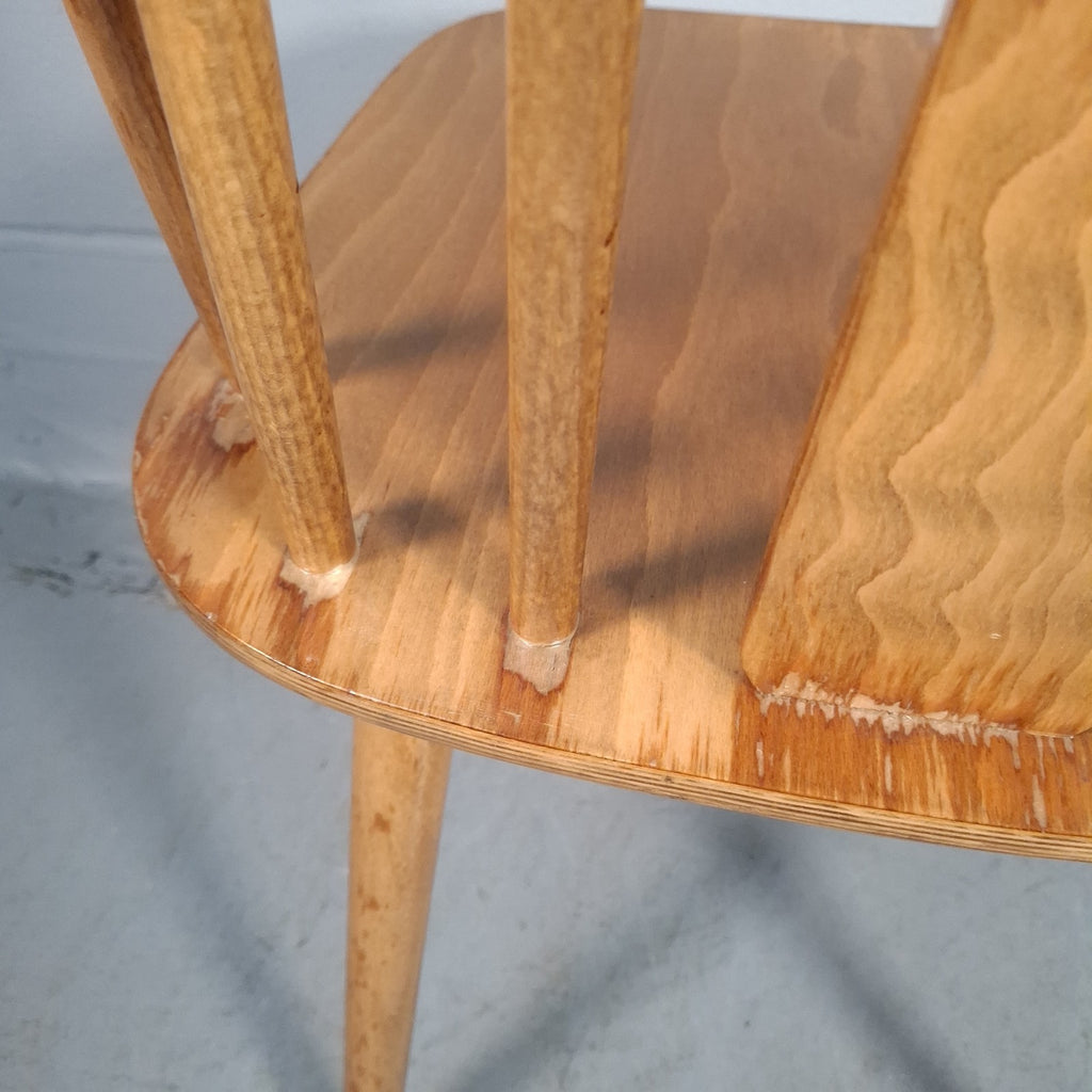 Mid Century Spindle Stick Back Chair with Shaped Central Splat Light Wood Prop