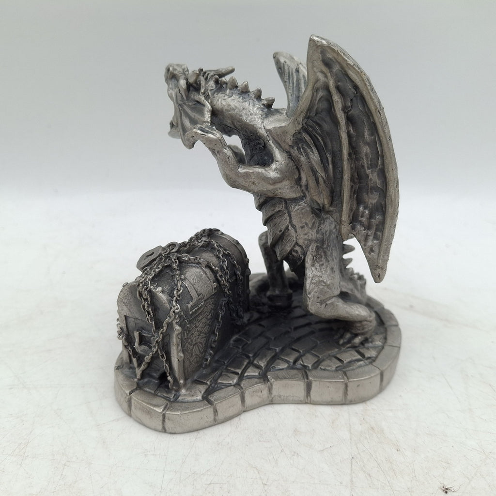 Tudor Mint Myth & Magic 'The Ferocious Dragon' Pewter Figurine No. 3865 - Blue Crystal - With Box - Pre-Owned