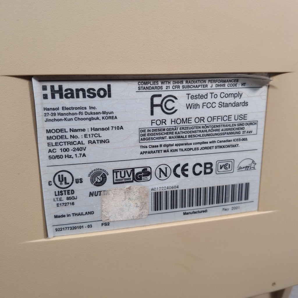 Hansol 710A 17" CRT VGA Monitor | Vintage Retro PC | Used | Power Tested | c.Late 1990s