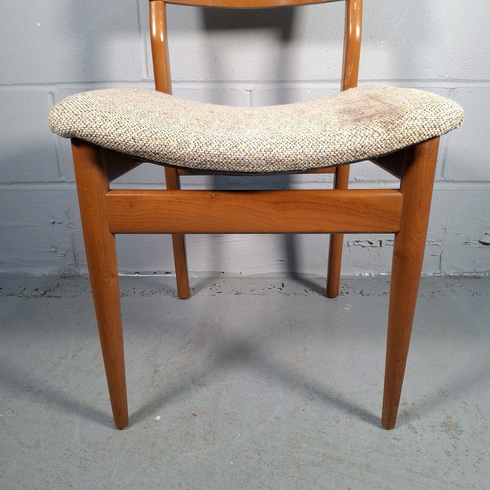 Vintage Mid-Century Modern Dining Chair | Teak-Tone Frame & Woven Seat | Used