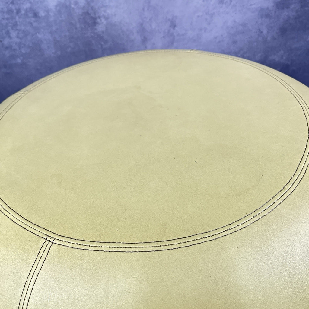 Allermuir A621 Pouf Ottoman | Yellow Vinyl | Furka Regal Silver Frame | 2012 | Commercial Grade | Used