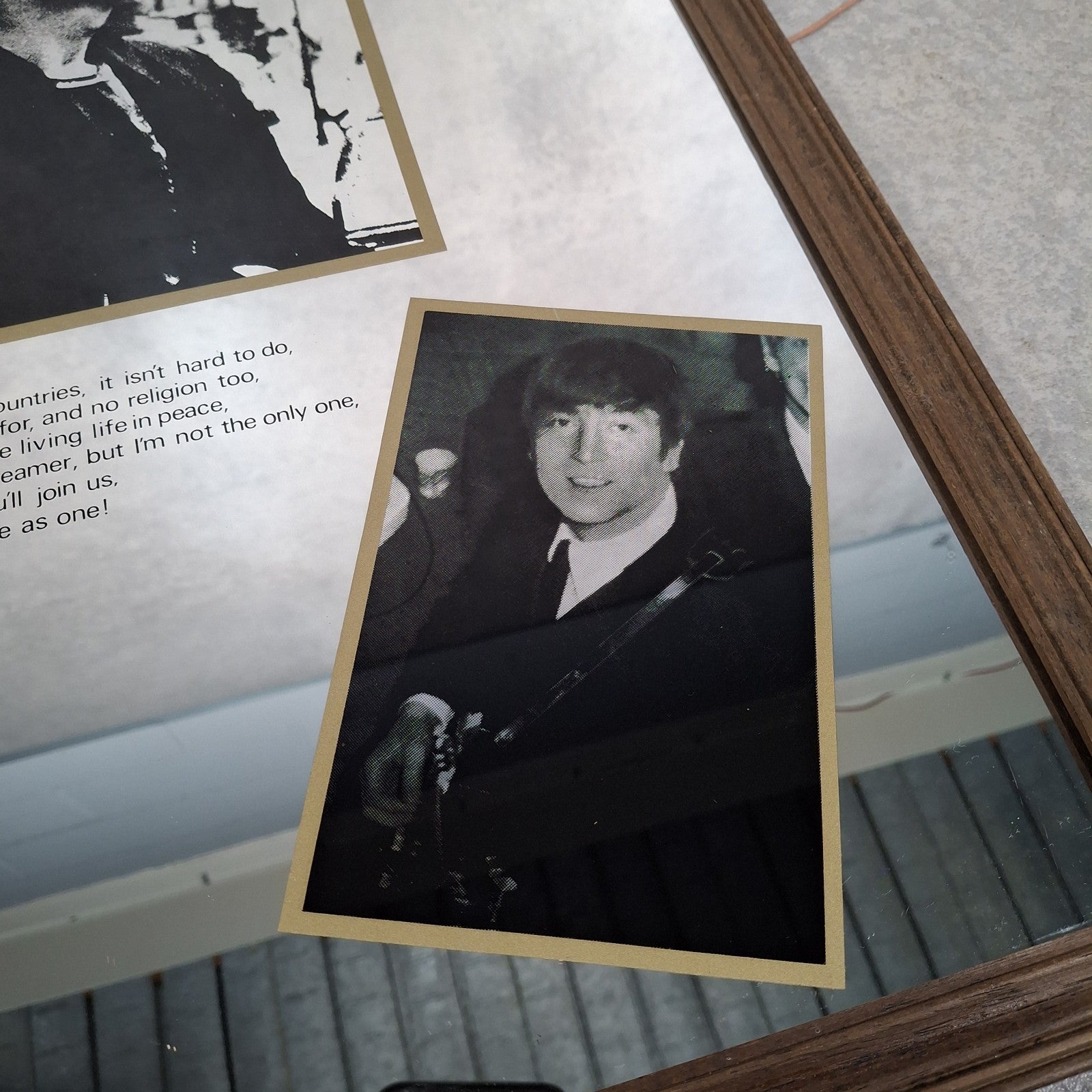 Vintage 1980s John Lennon 1940-1980 Large Framed Picture Mirror Imagine Lyrics