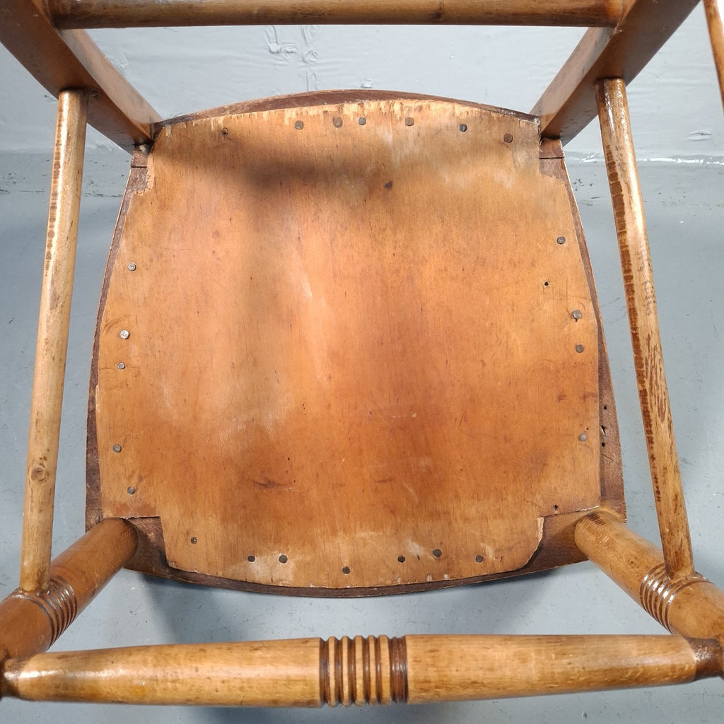 English Country Chair Turned Legs Occacional Bedroom Chait Seat Vintage