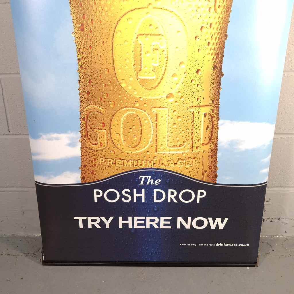 Fosters Gold Pull Up Advertisement Banner Sidewinder Retractable Display Mancave
