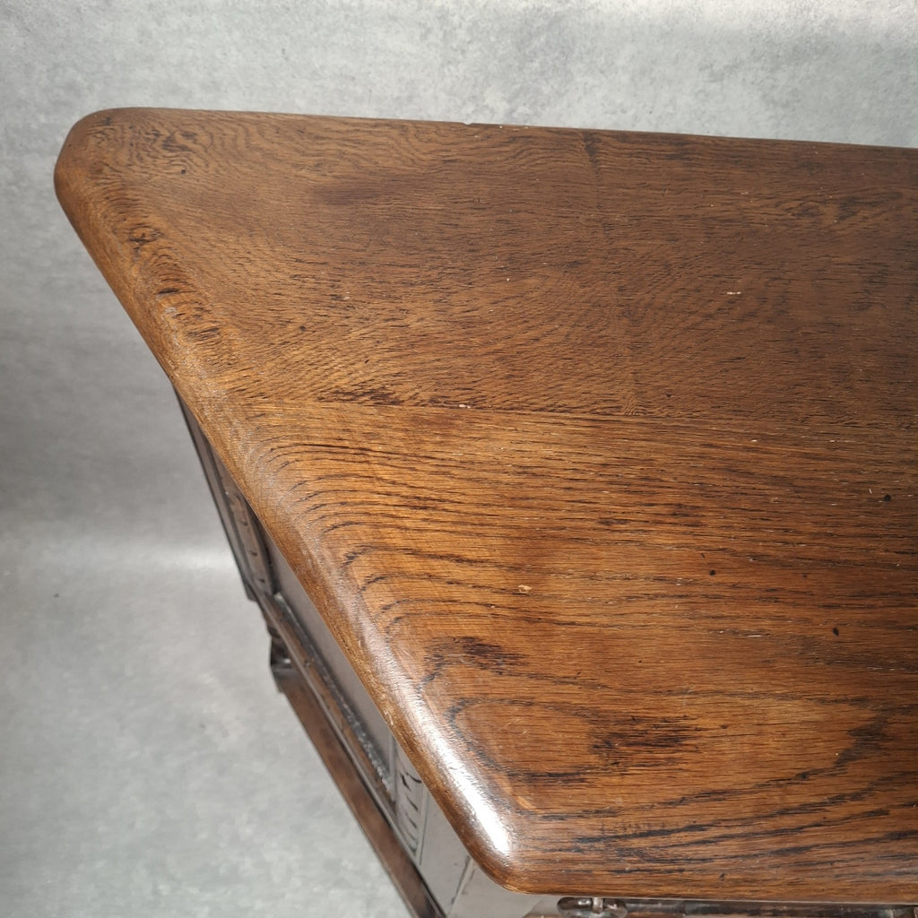 Old Charm Wood Bros Oak Hall Stand Cabinet – Carved Tudor Style Side Cupboard