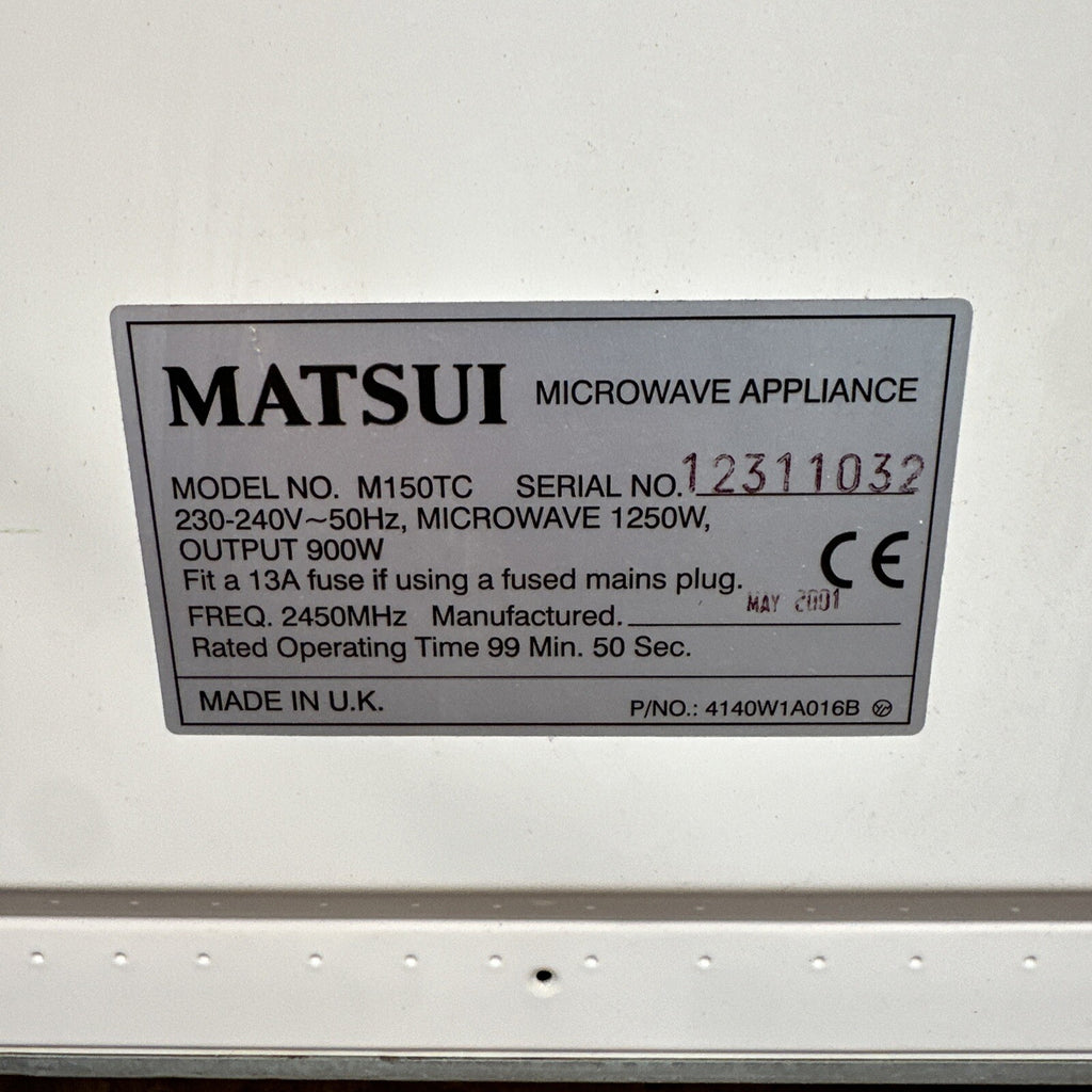 Matsui M150TC Microwave Oven 900w Countertop - White