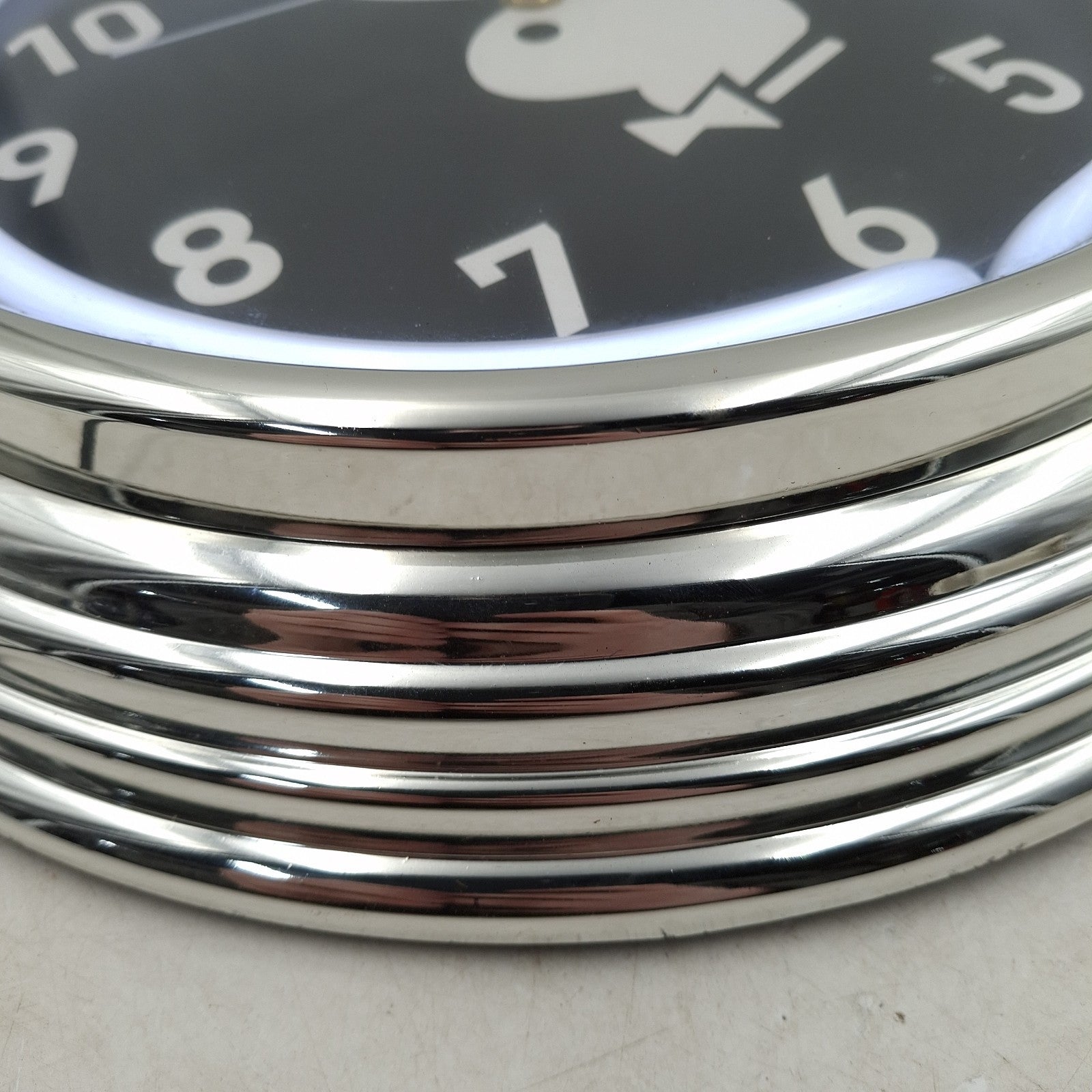 Playboy Vintage Wall Clock 14" | Black & White Chrome | Built-In Light | Y2K Era