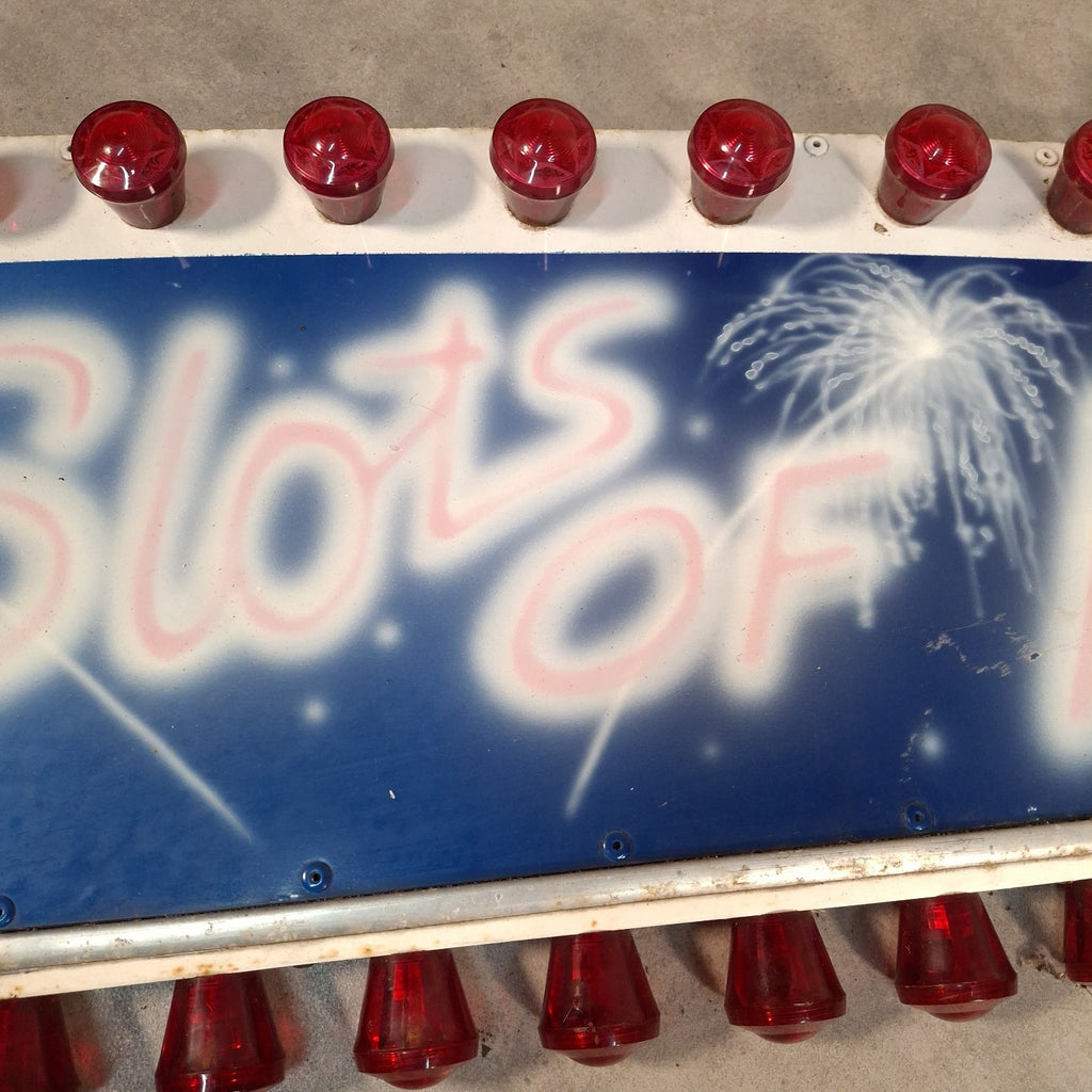 Vintage Fairground “Slots of Fun” Illuminated Lightbox Panel | Arcade Sign | 145cm | Used
