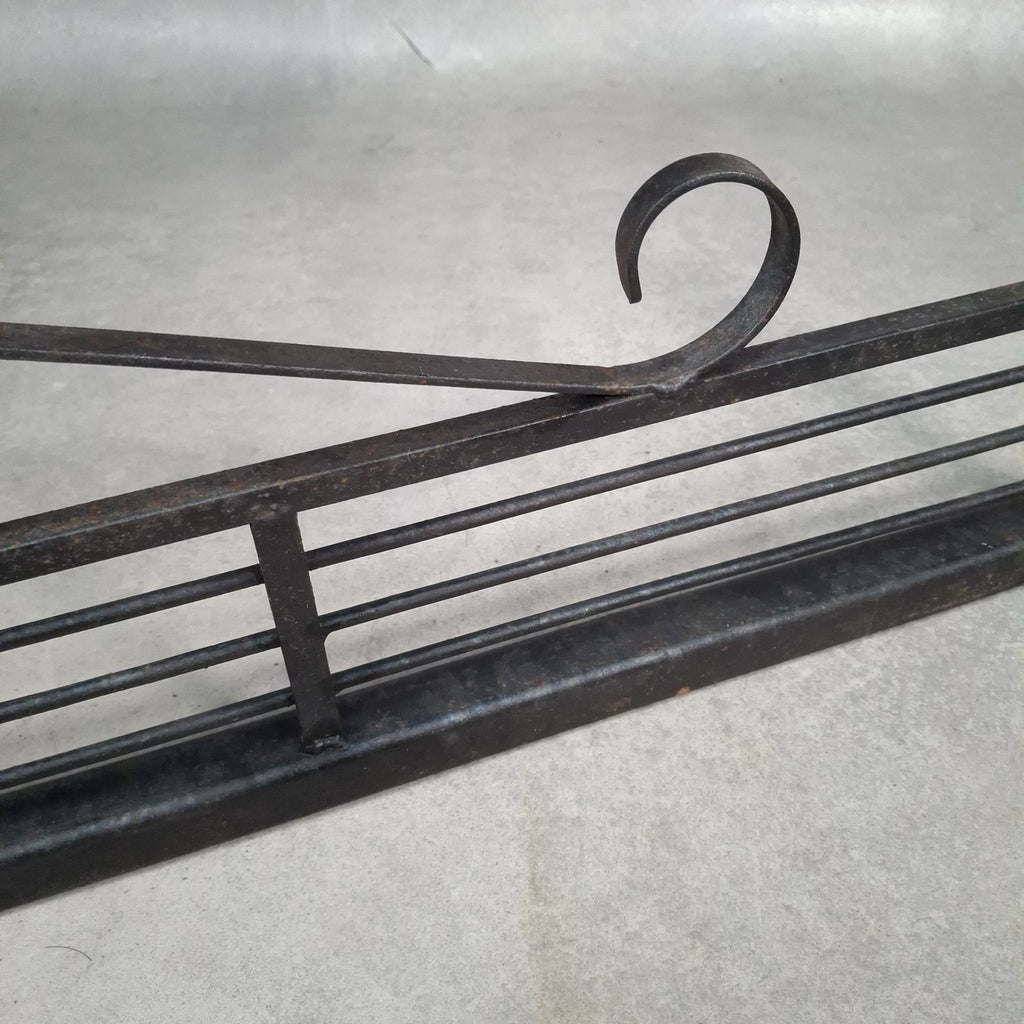 Vintage Black Metal Fireplace Fender | Hearth Kerb Guard | Wrought Iron Style | Used