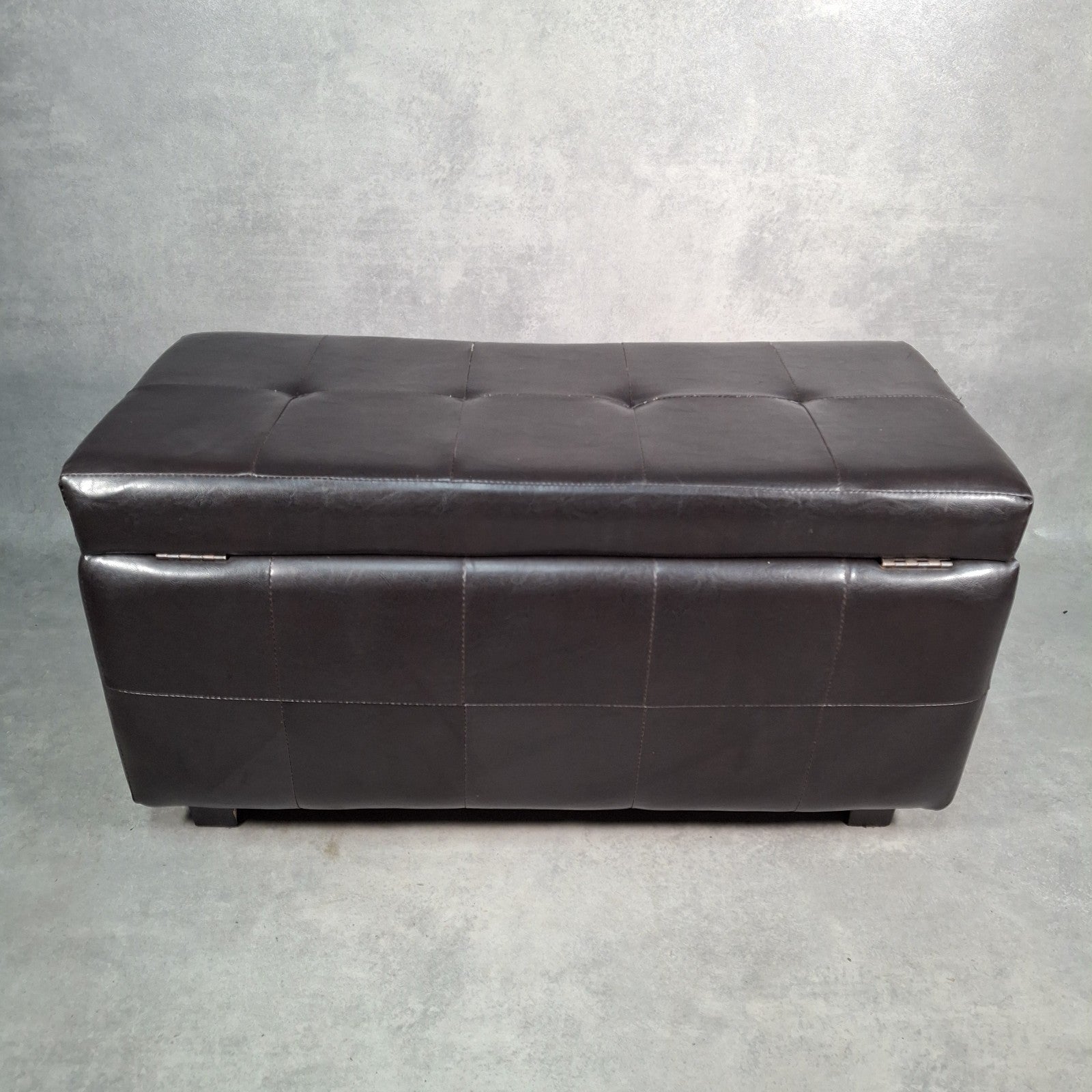 Brown Faux Leather Storage Ottoman Bench Seat Footstool Blanket Box Pouffe