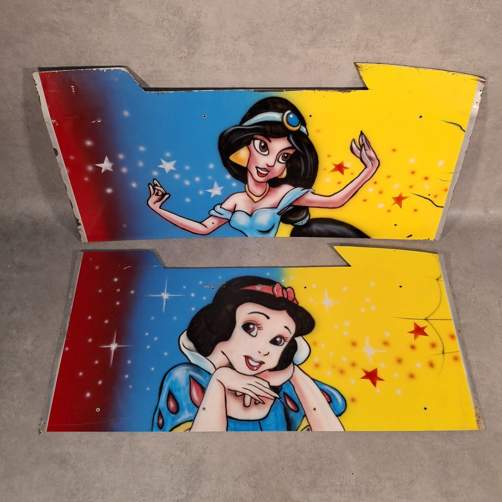 Vintage Fairground Princess Ride Sign Panels | Airbrushed Character Art | Pair | Used | 122cm