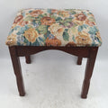 Floral Tapestry Upholstered Mahogany Footstool - Queen Anne Style - Cabriole Legs - Vintage - Pre-Owned