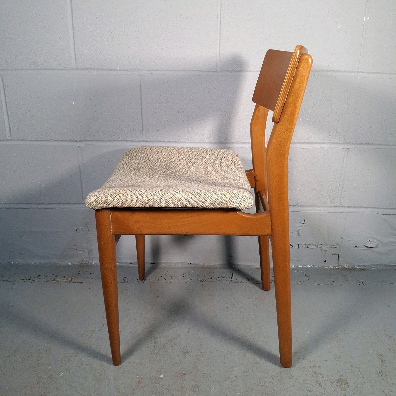 Vintage Mid-Century Modern Dining Chair | Teak-Tone Frame & Woven Seat | Used