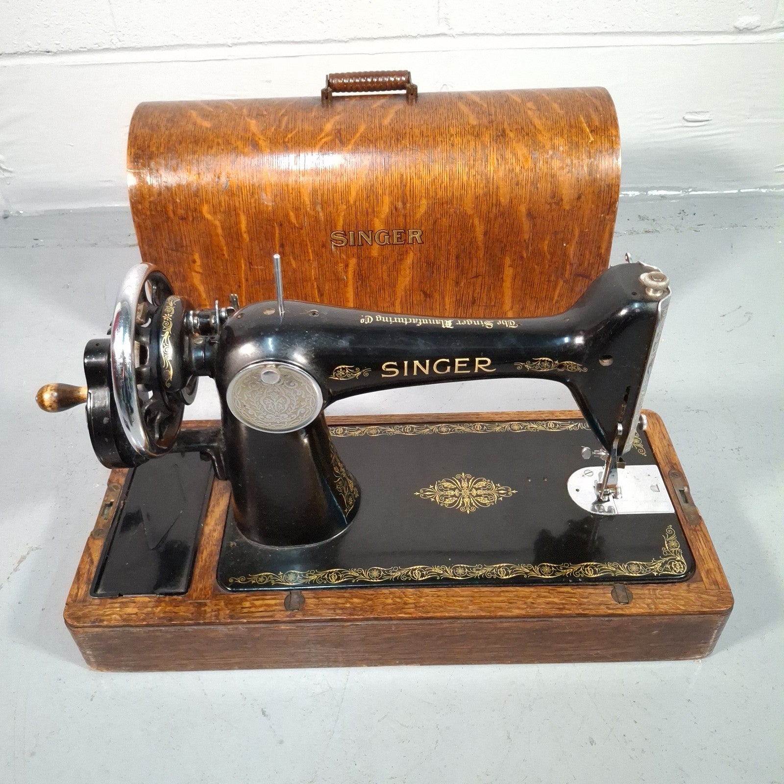 Singer 66K Hand Crank Sewing Machine with Case & Attachments | 1939 | Serial EC340474 | Used