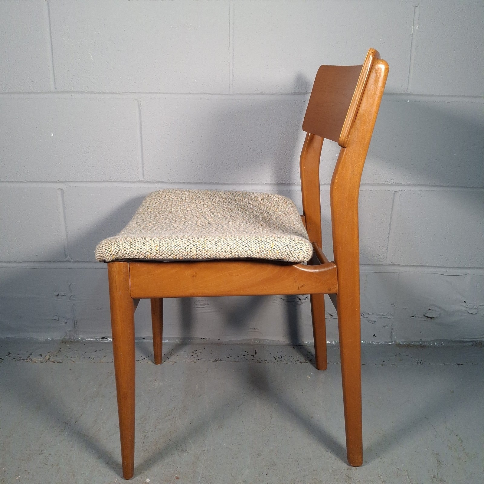 Vintage Mid-Century Modern Dining Chair | Teak Tone Wood & Woven Seat | Used | Previously Glued