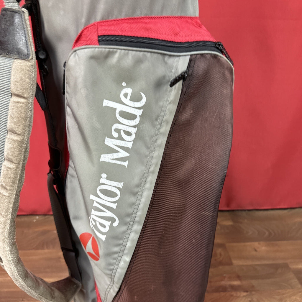 TaylorMade Golf Cart Bag - Grey & Red - 4-Way Shaft-Shield Divider - 1990s Vintage - Used