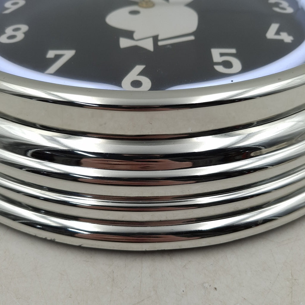 Playboy Vintage Wall Clock 14" | Black & White Chrome | Built-In Light | Y2K Era