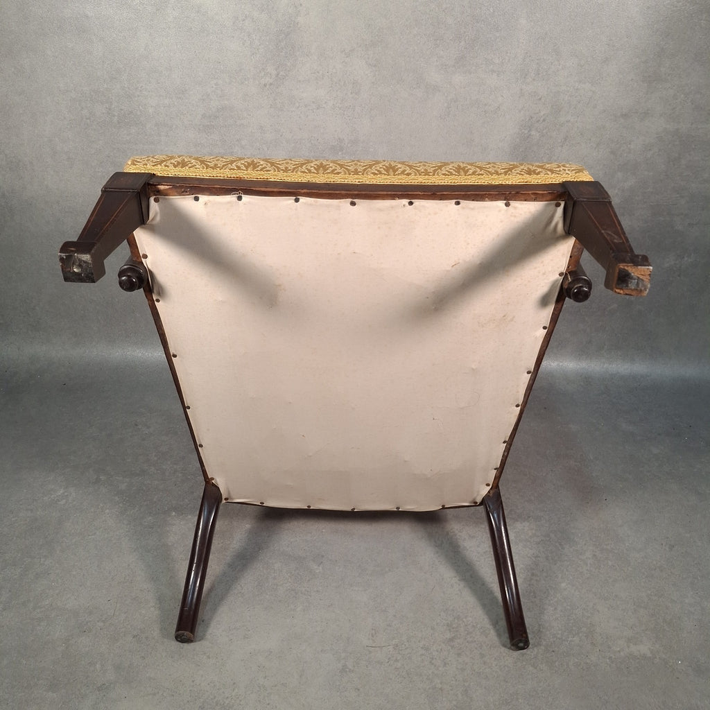 Edwardian Mahogany Elbow Armchair | Inlaid Back | Cut-Down Legs | Restoration Project | Used