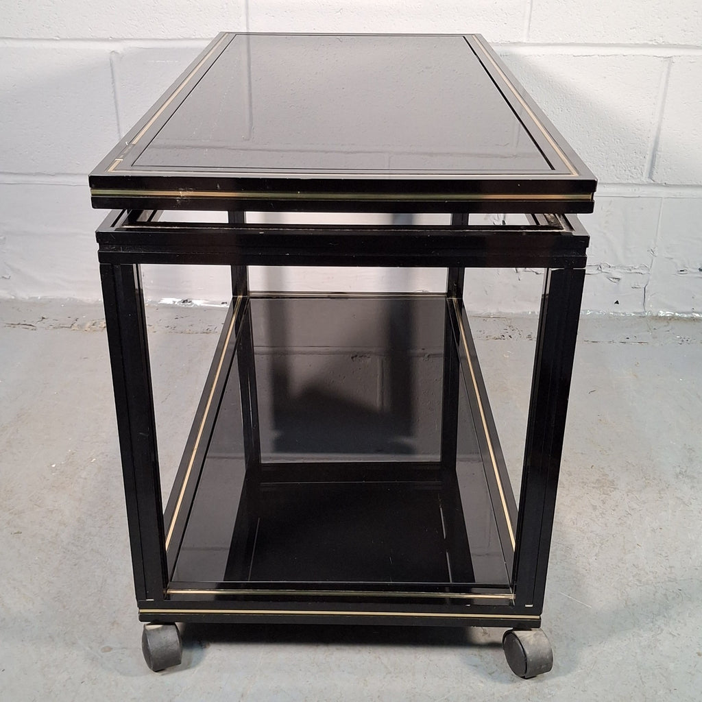 Pierre Vandel Paris Coffee Table On Castors Vintage Black & Gold Two Tier