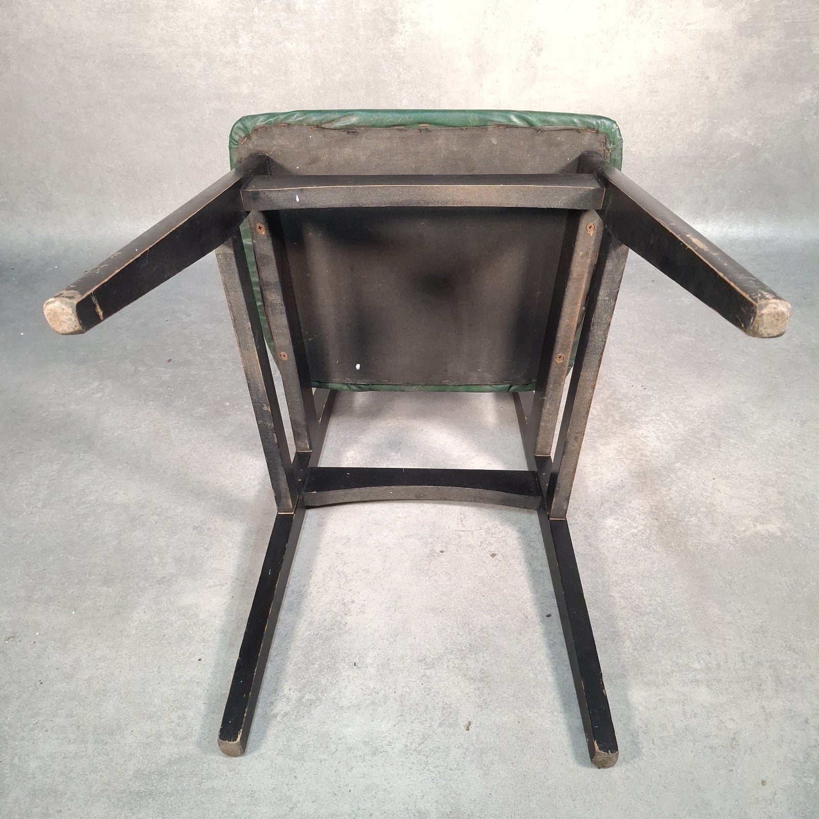 Vintage Mid-Century School Chair Green Vinyl Seat & Bent Ply Backrest MCM 60s