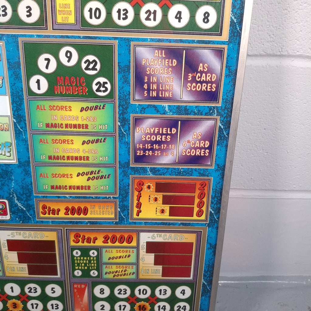 Bingo Continental Pinball Machine Glass Artwork Panel | Vintage 1980s/90s | Wall Art | Used