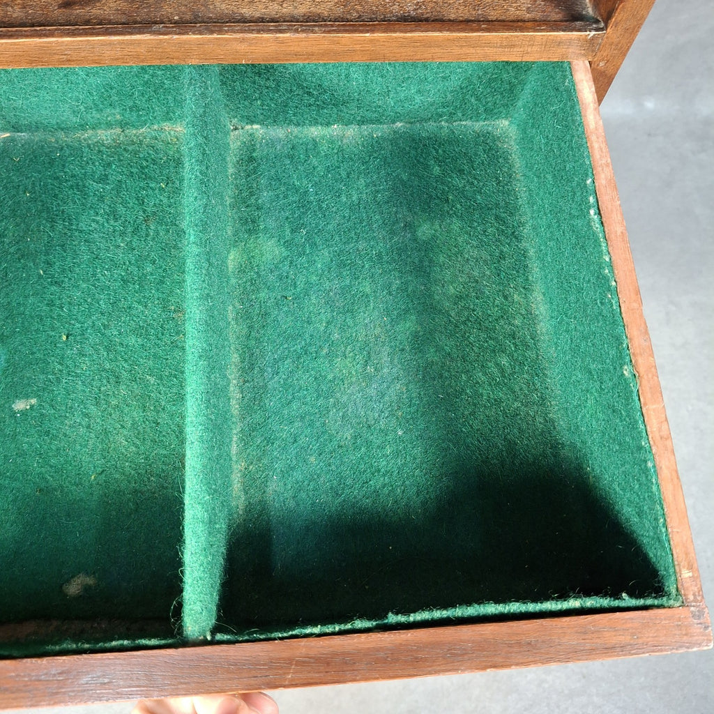 Antique Mahogany Side Cabinet Green Felt Drawer Early 20thC Smoker’s / Music VTG