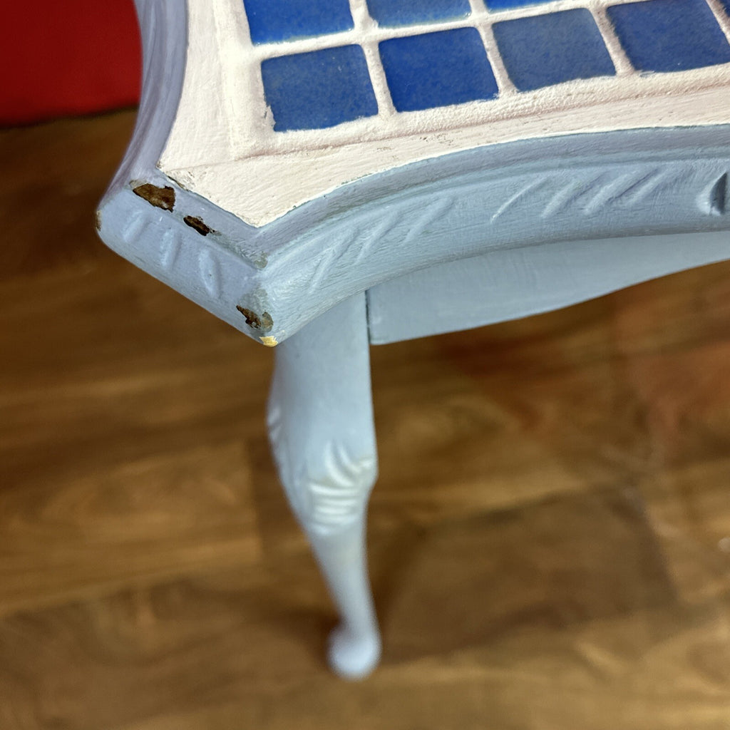 Tiled Top Mosaic Side Table Baby Blue Home Made Custom Table