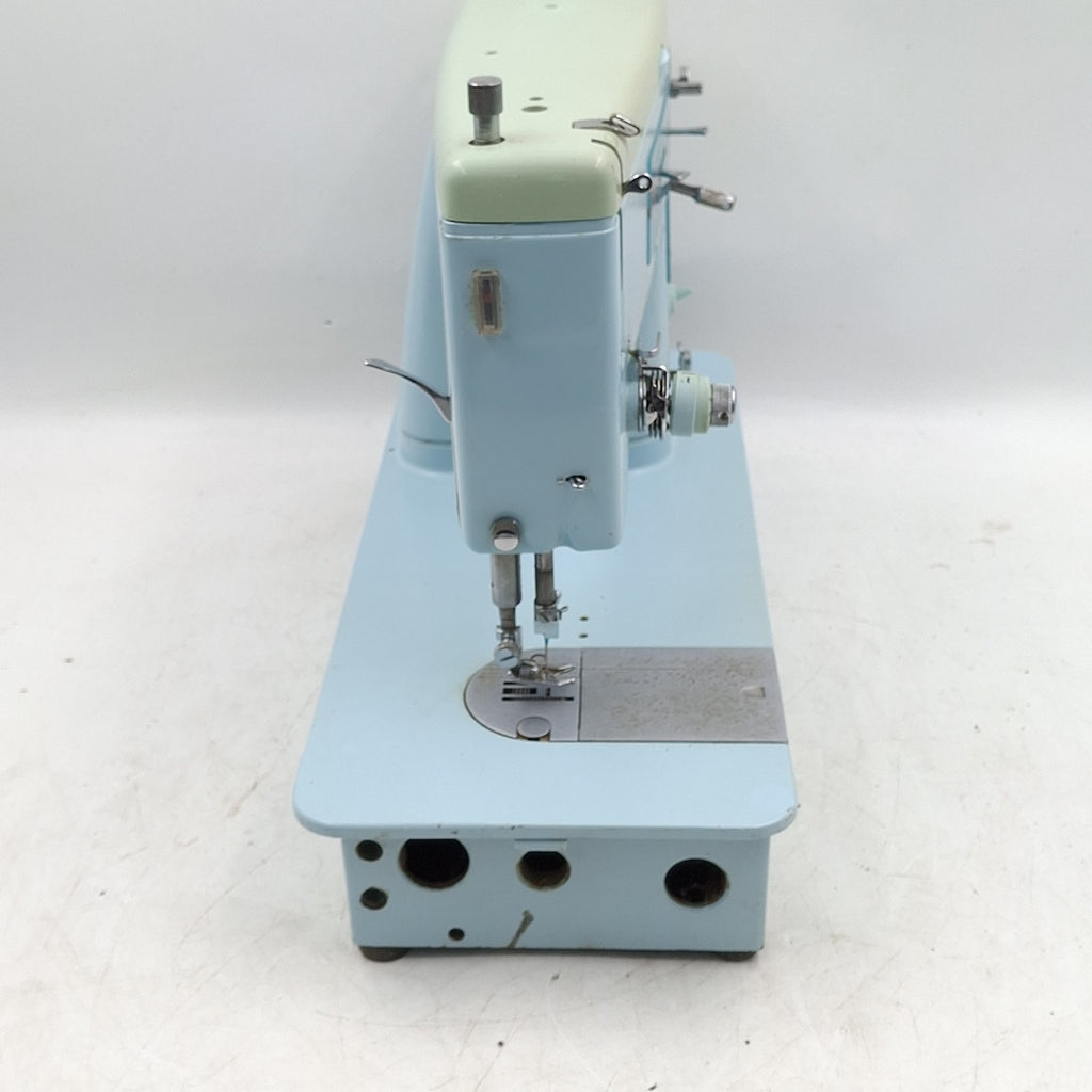 Vintage 60s Singer 347 Electric Heavy Duty Sewing Machine Duck Egg Blue W/pedal