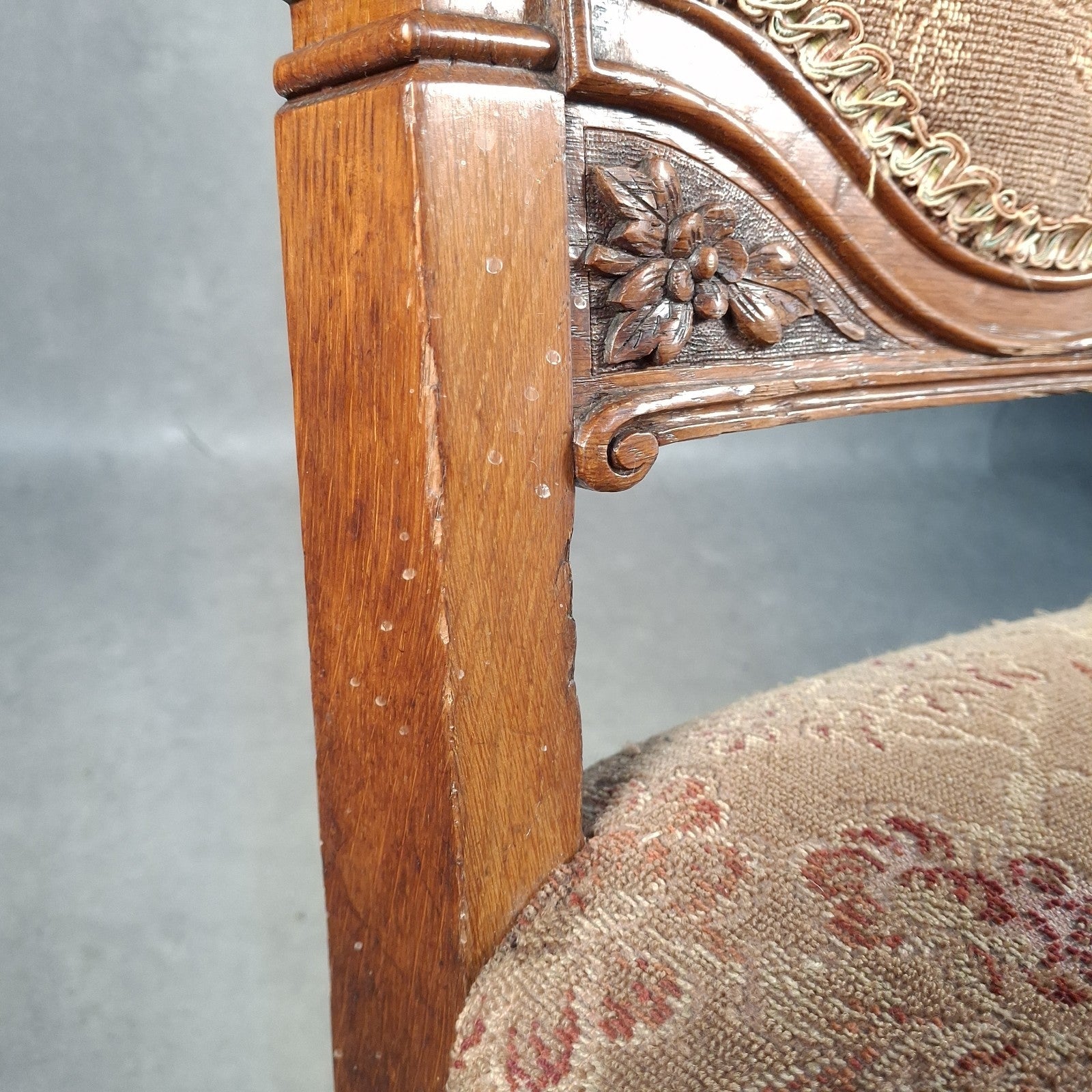 Antique Barber & Son Birmingham Walnut Carved Dining Hall Chair Brass Castors