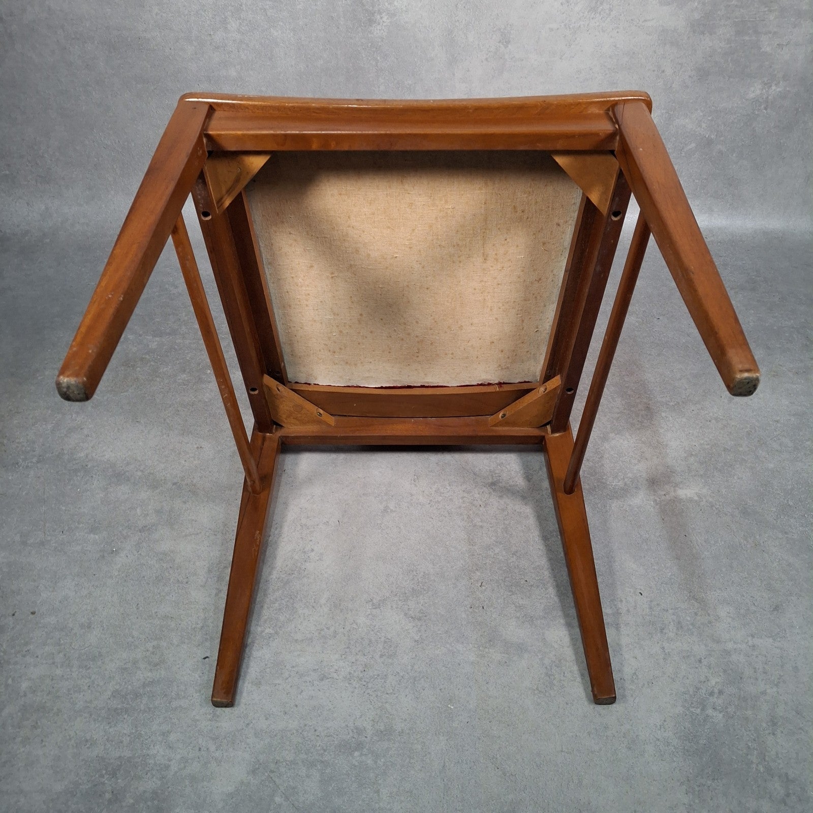 Vintage 1970s Mid-Century Dining Chair | Cherry Red Velvet Seat | Scandi Style | Used